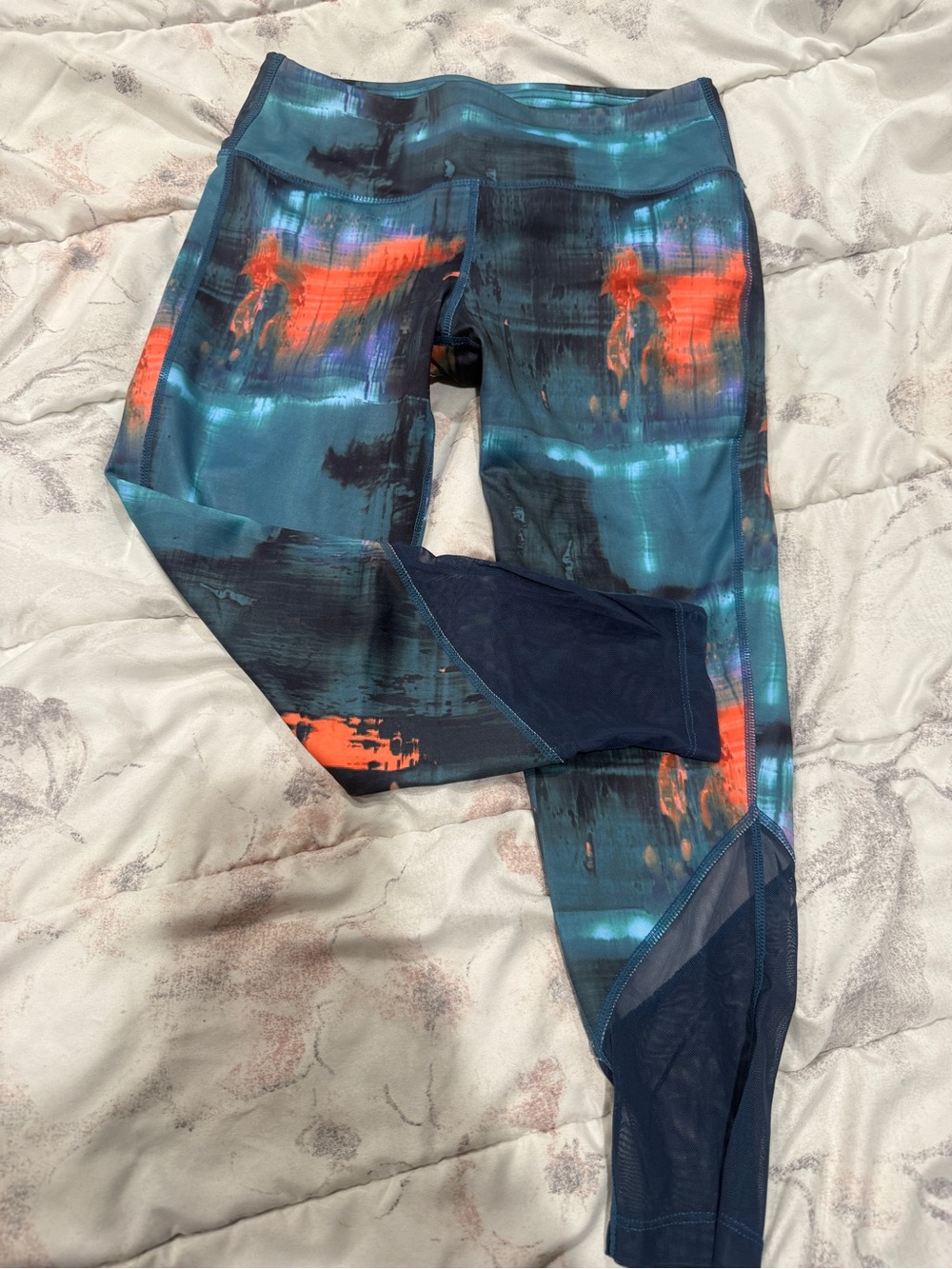 Pro Player Women’s Jeggings - Teal, Navy & Orange Abstract Print